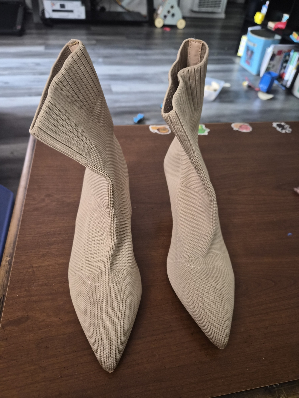 SHEIN Nude Pointed Toe Sock Booties
